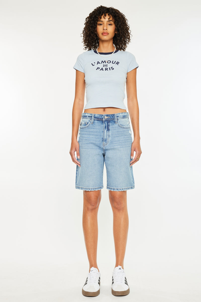 Women's Low Slung Baggy Denim Shorts - Annie