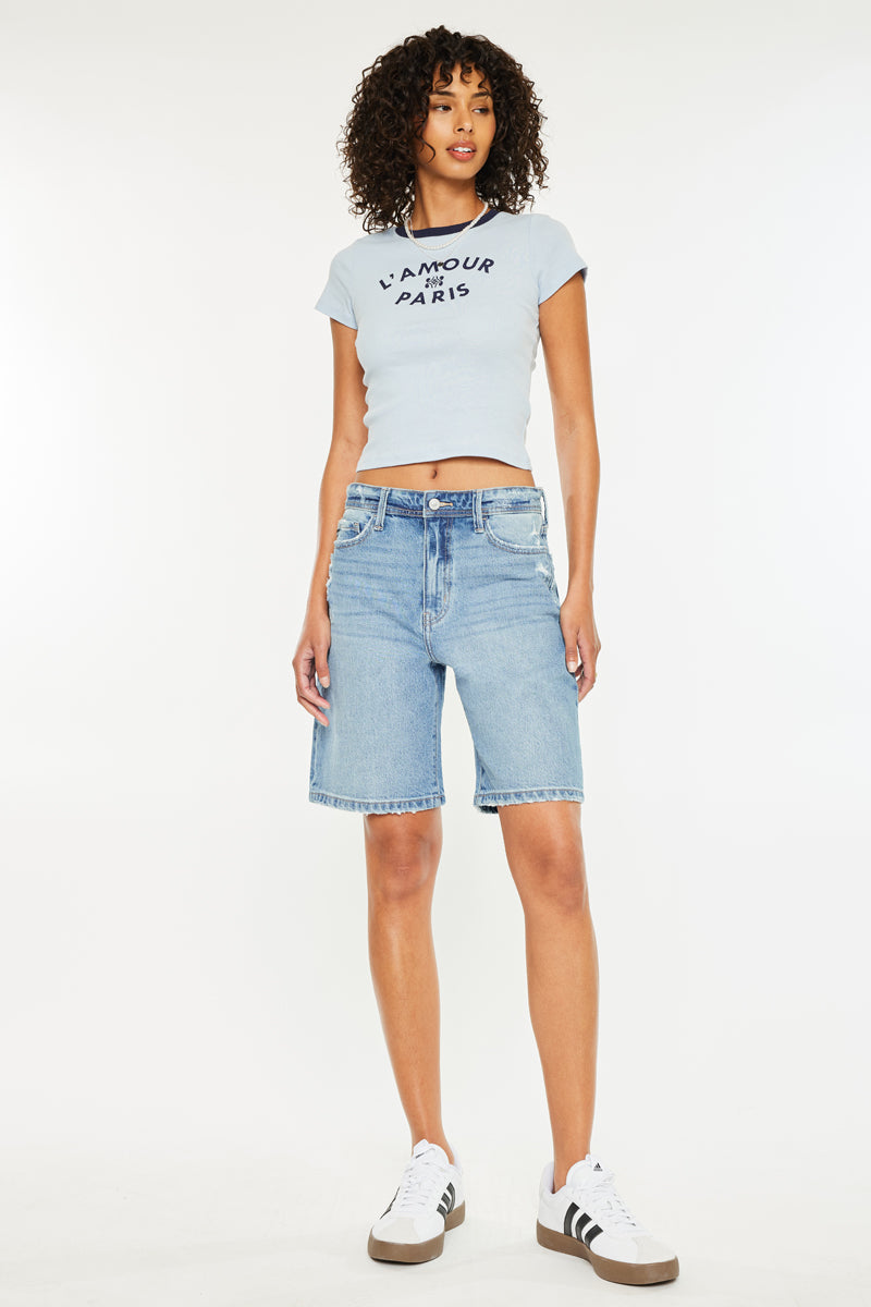 Women's Low Slung Baggy Denim Shorts - Annie