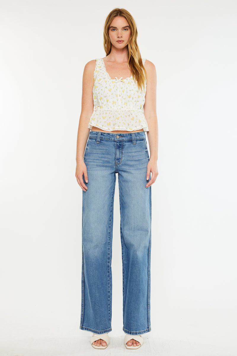 Women's Mid Rise Wide Leg Jeans - Bram