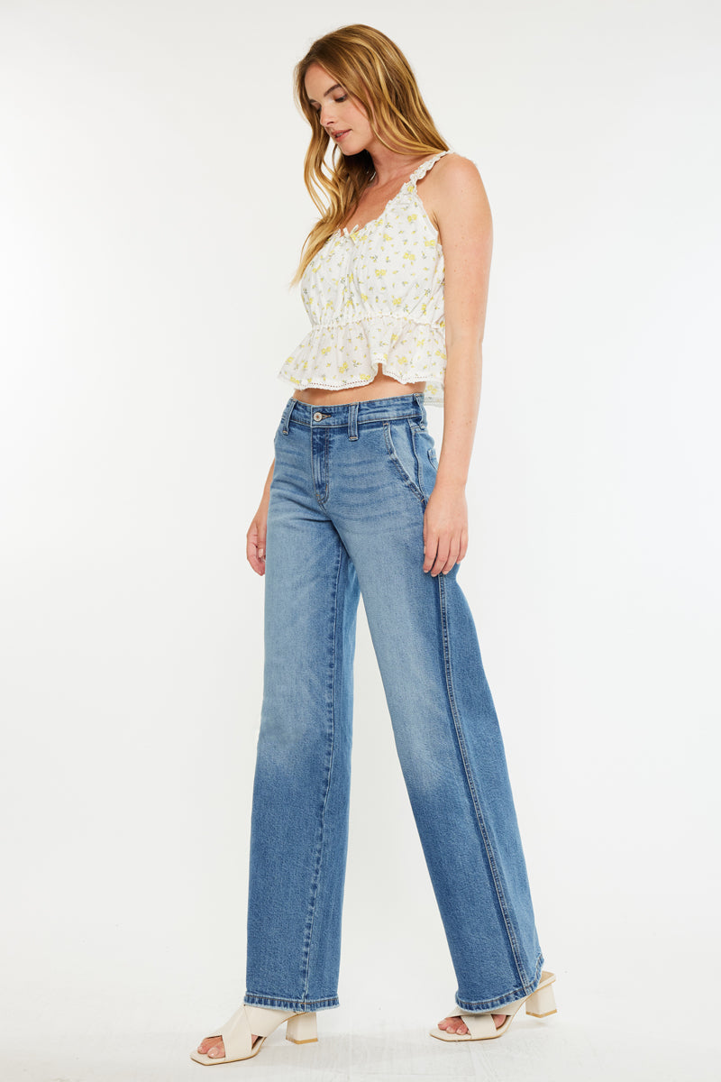 Women's Mid Rise Wide Leg Jeans - Bram