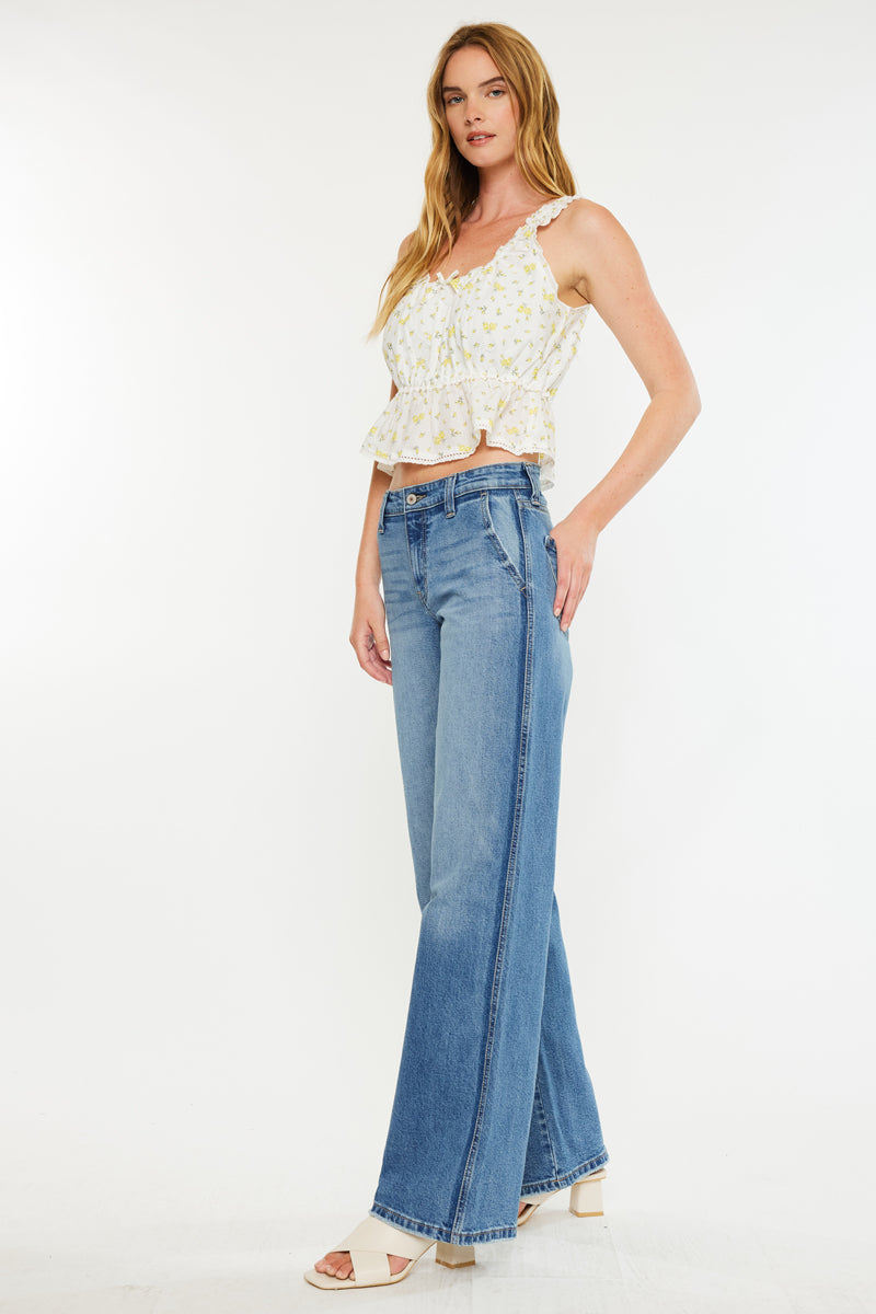 Women's Mid Rise Wide Leg Jeans - Bram