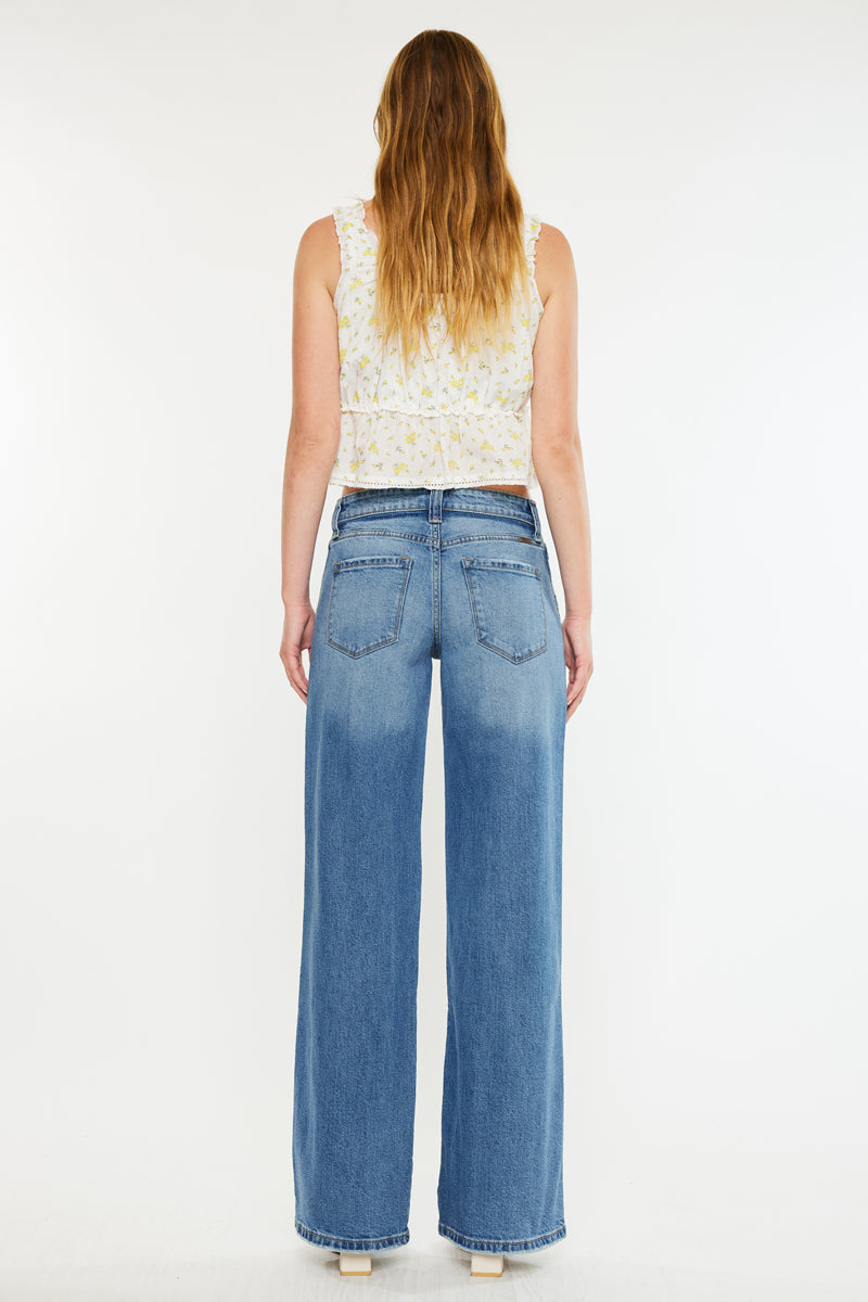Women's Mid Rise Wide Leg Jeans - Bram