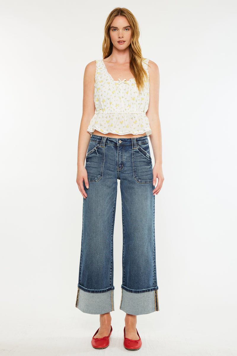 Women's Mid Rise Wide Leg Jeans - Beck