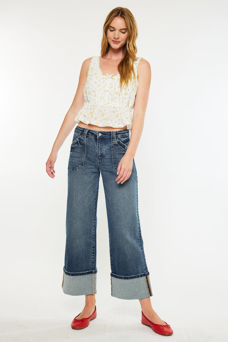Women's Mid Rise Wide Leg Jeans - Beck