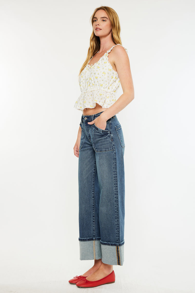 Women's Mid Rise Wide Leg Jeans - Beck