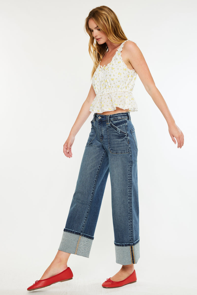 Women's Mid Rise Wide Leg Jeans - Beck