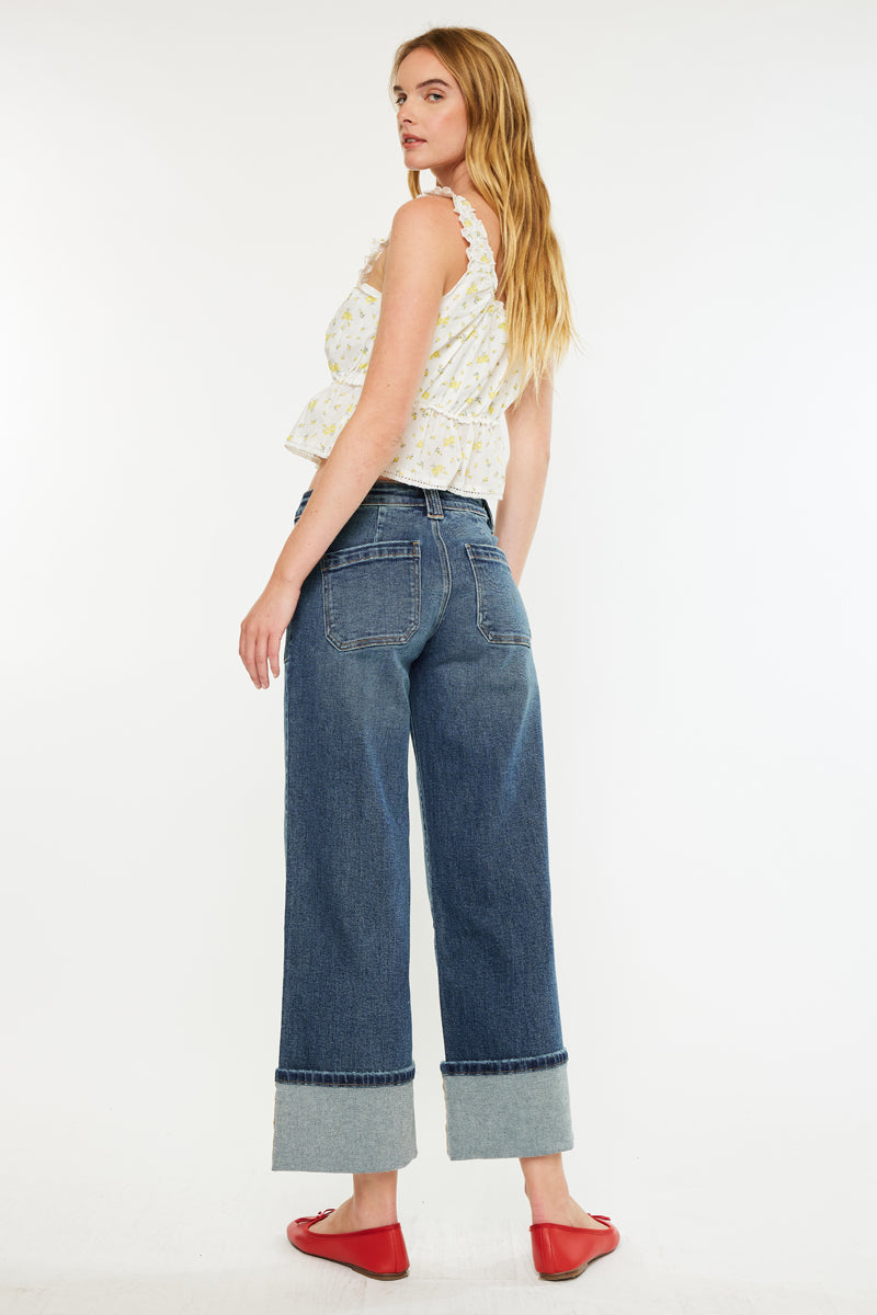 Women's Mid Rise Wide Leg Jeans - Beck