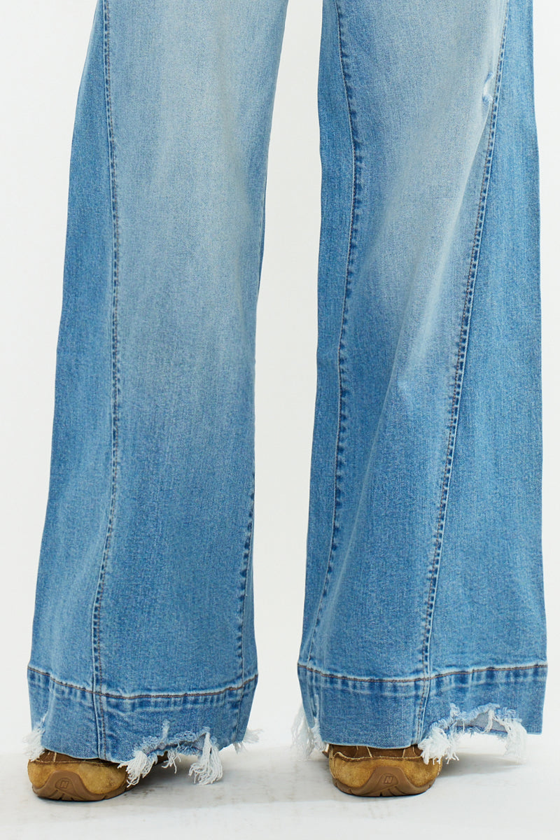 Women's Mid Rise Super Wide Leg Jeans - Birdeen