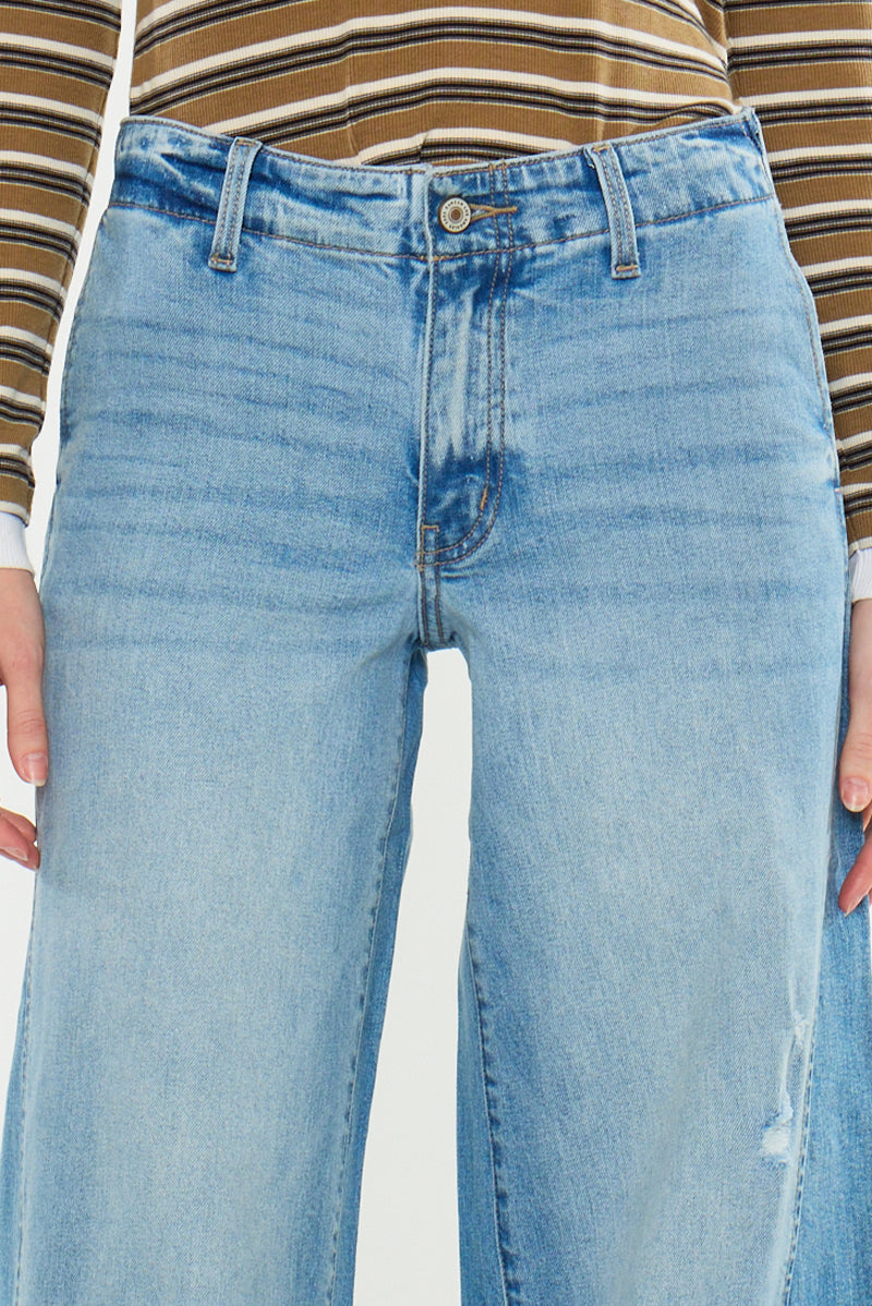 Women's Mid Rise Super Wide Leg Jeans - Birdeen