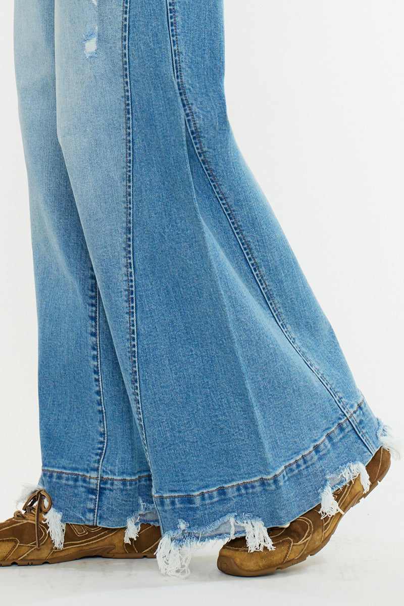 Women's Mid Rise Super Wide Leg Jeans - Birdeen