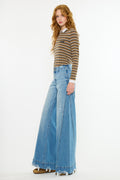 Women's Mid Rise Super Wide Leg Jeans - Birdeen