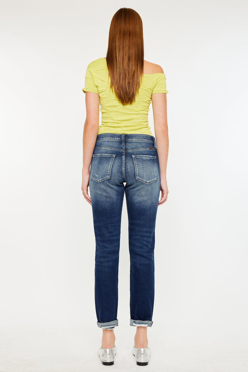 Women's Mid Rise Slim Boyfriend Jeans - Alena