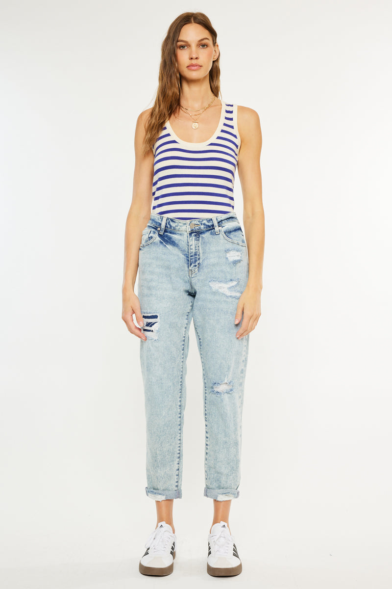 Women's Mid Rise Slim Boyfriend Jeans - Alena