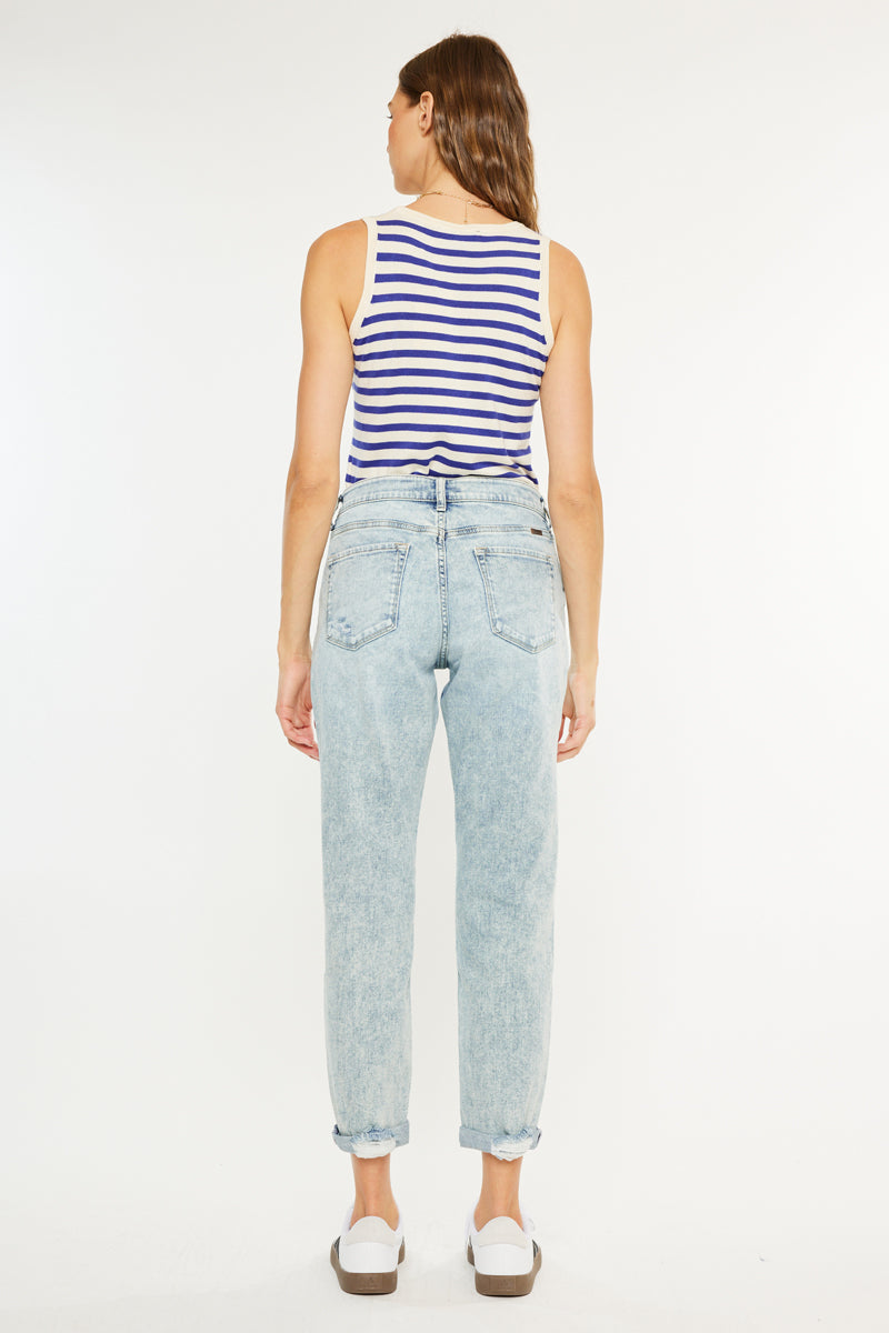 Women's Mid Rise Slim Boyfriend Jeans - Alena
