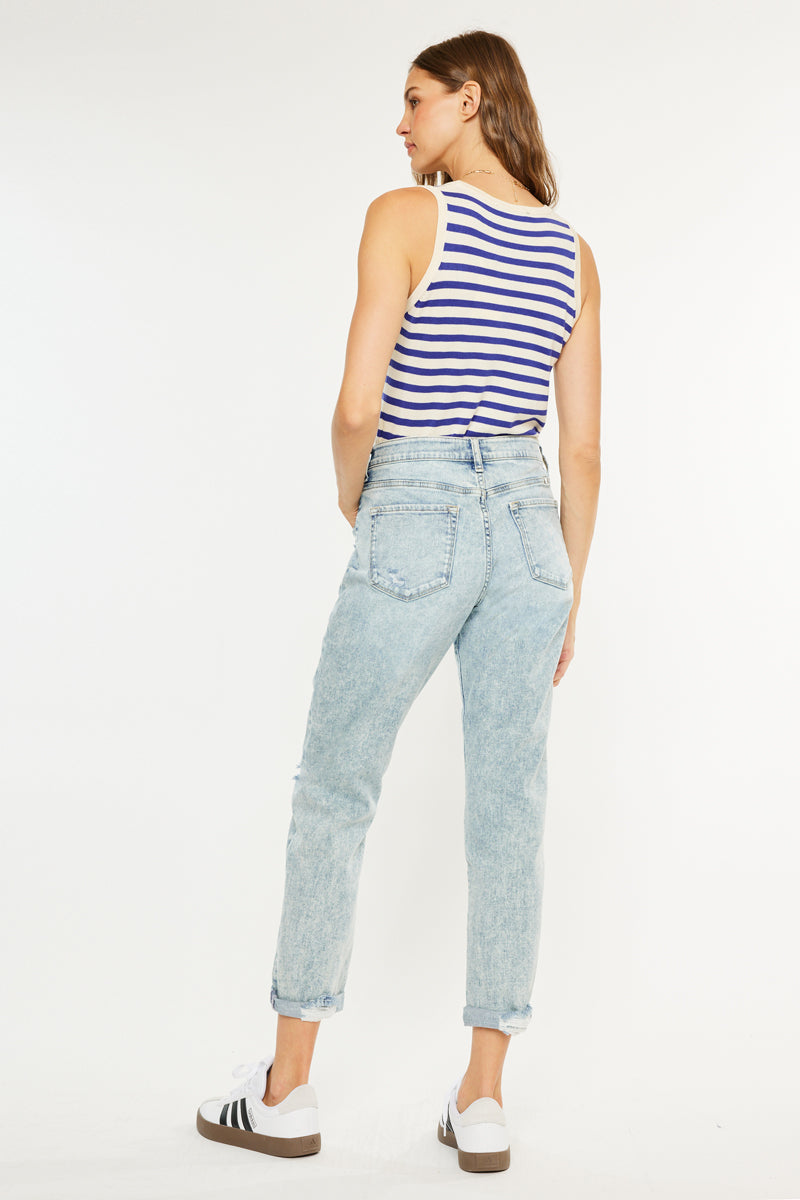 Women's Mid Rise Slim Boyfriend Jeans - Alena