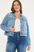 Women's Plus Size Classic Trucker Denim Jacket - Aria