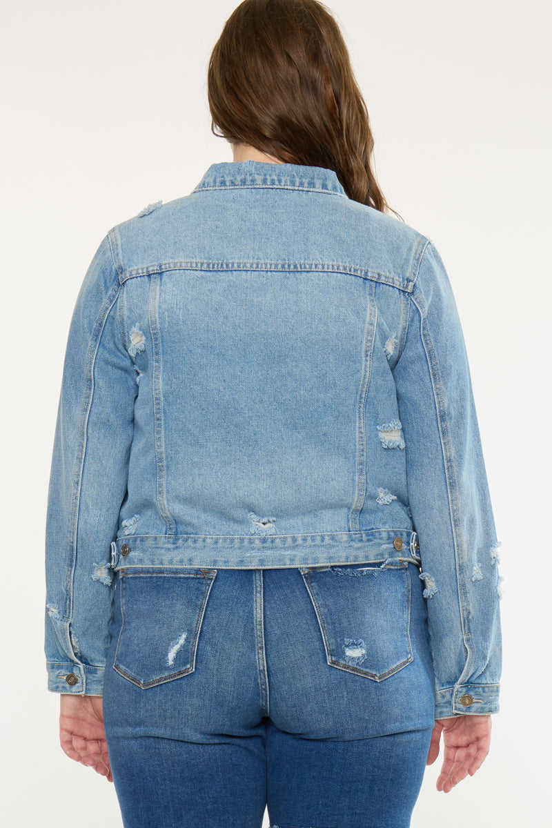 Women's Plus Size Classic Trucker Denim Jacket - Aria