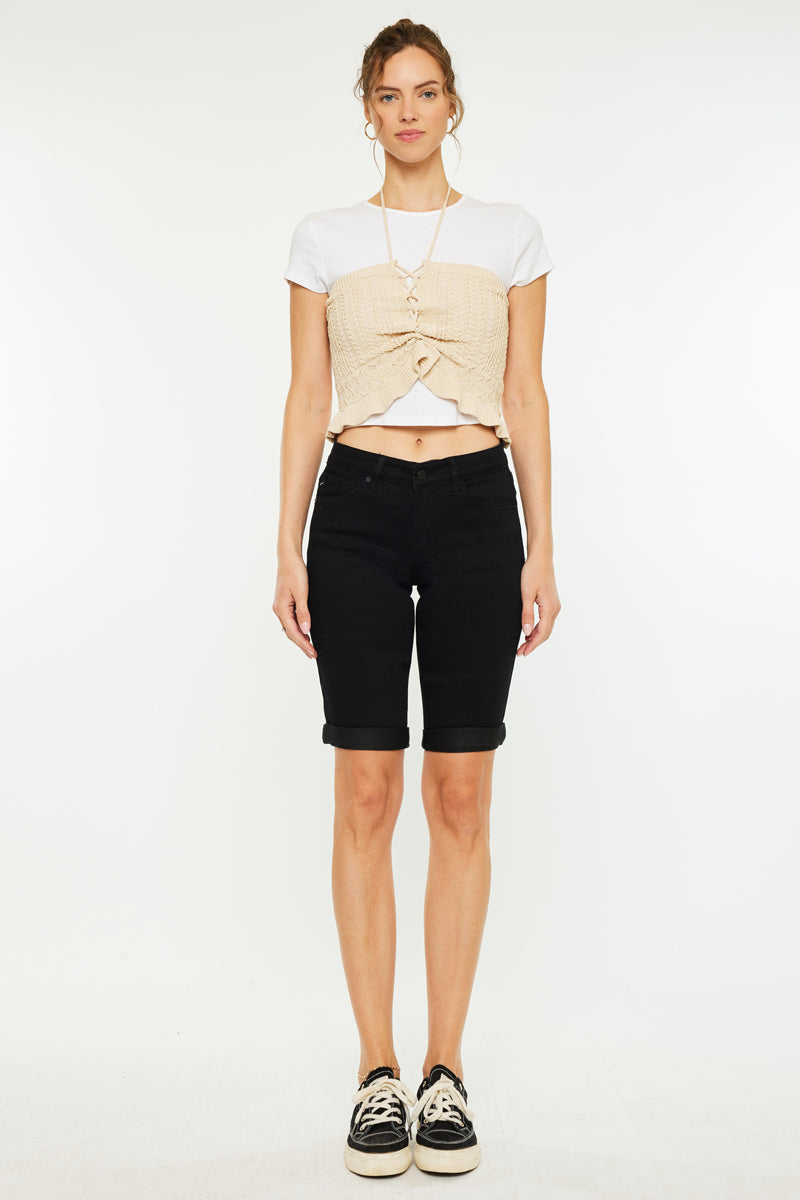Women's Mid Rise Bermuda Bermuda Denim Shorts - Annette