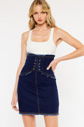 Women's Lace Up Corset Denim Skirt - Adriana