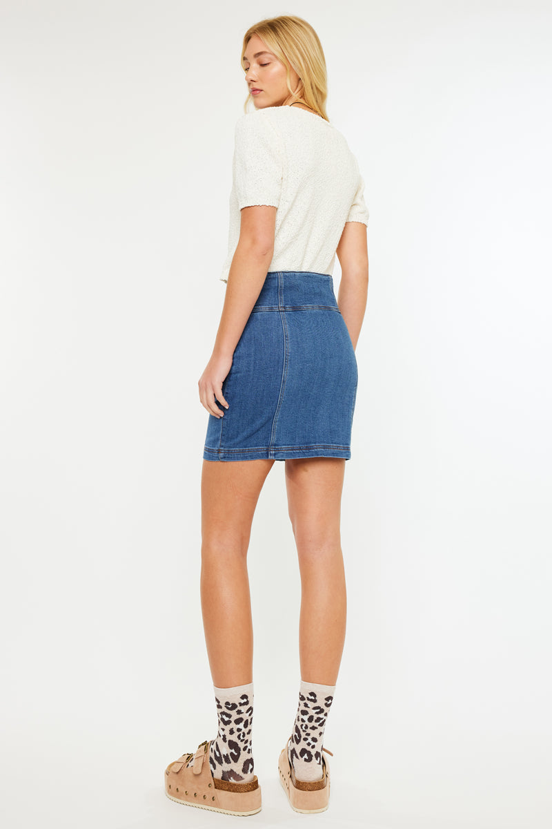 Women's High Rise Lace Up Corset Denim Skirt - Bella