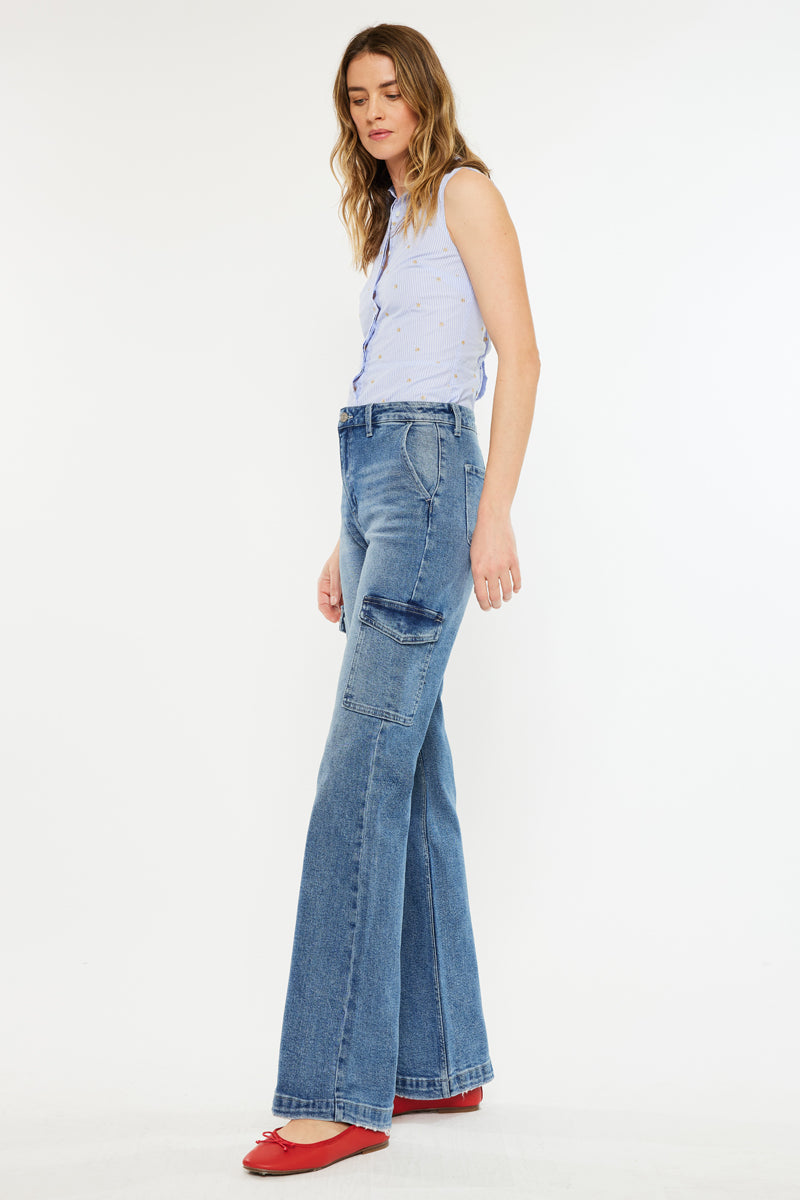Women's High Rise Wide Leg Flare Jeans - Aspen