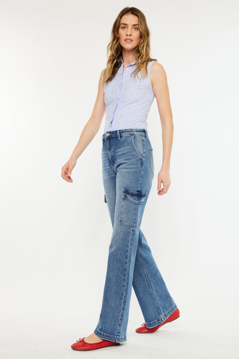 Women's High Rise Wide Leg Flare Jeans - Aspen