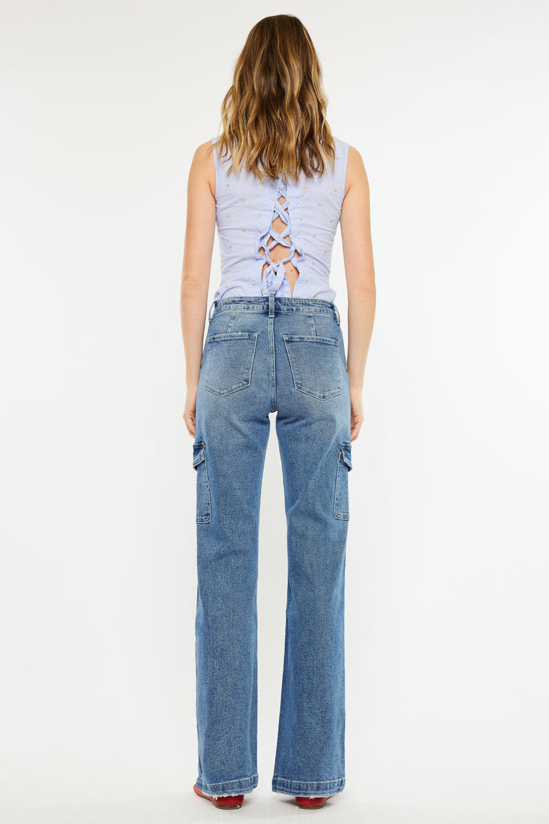 Women's High Rise Wide Leg Flare Jeans - Aspen
