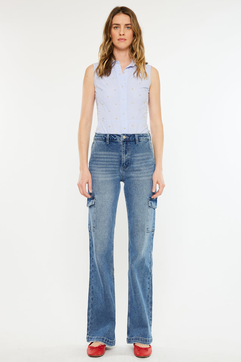 Women's High Rise Wide Leg Flare Jeans - Aspen