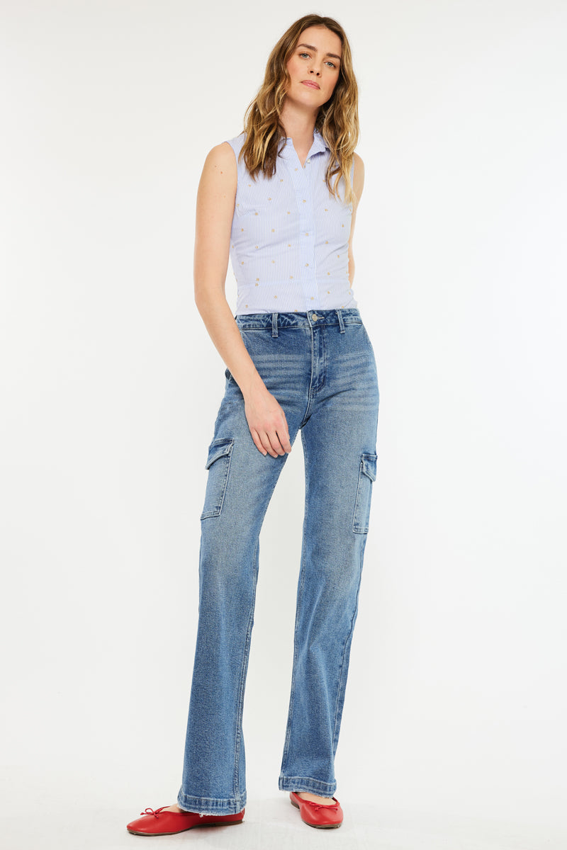Women's High Rise Wide Leg Flare Jeans - Aspen