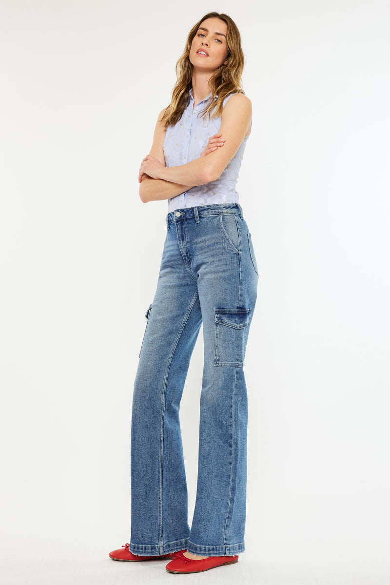 Women's High Rise Wide Leg Flare Jeans - Aspen
