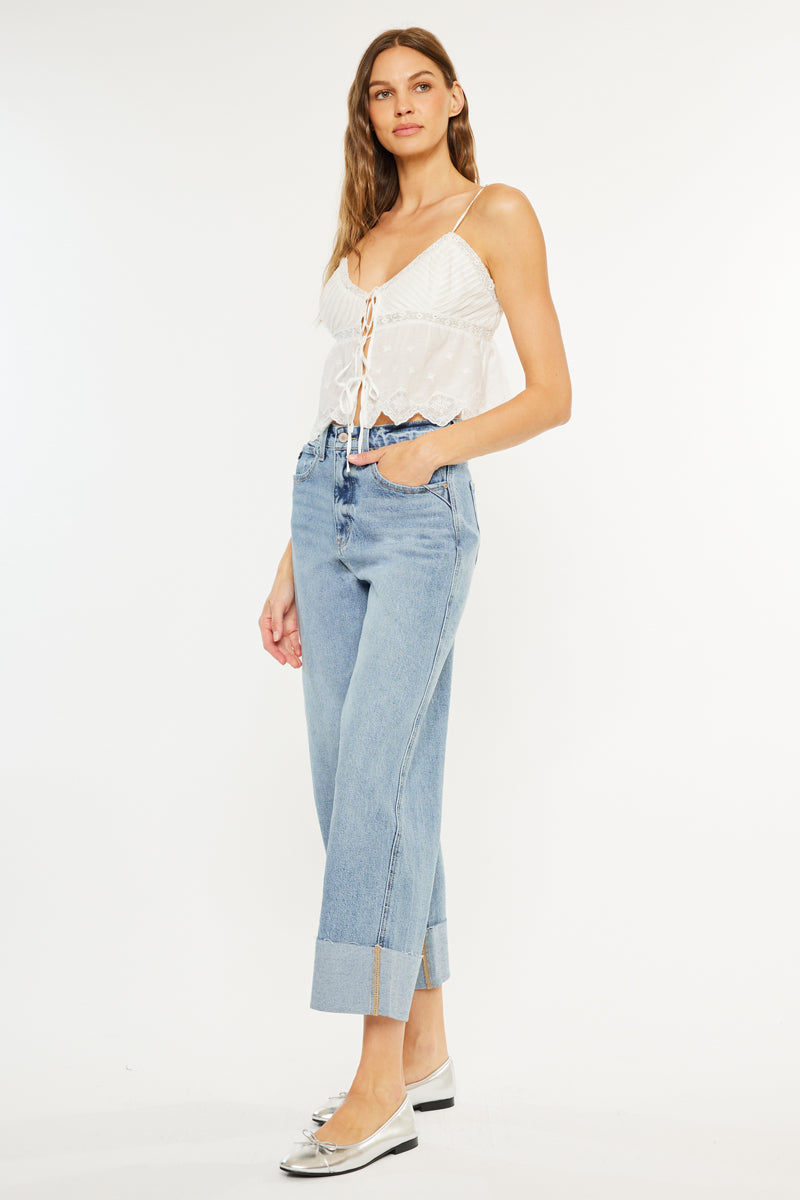 Women's 90's Cropped Wide Leg Jeans - Alfie