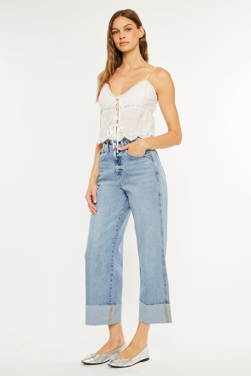 Women's 90's Cropped Wide Leg Jeans - Alfie