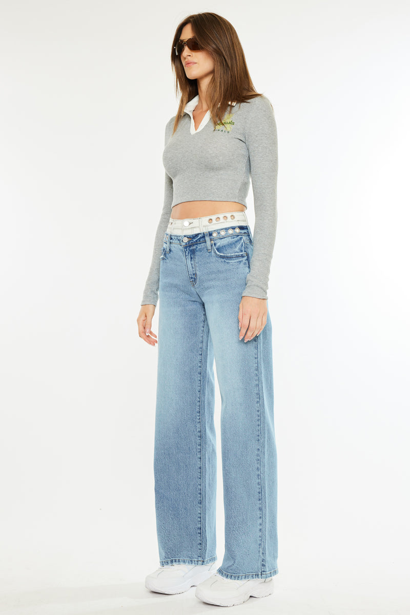 Women's High Rise Wide Leg Jeans - Caitlin