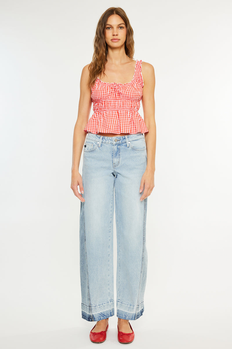 Women's Mid Rise Wide Leg Jeans - Carlise