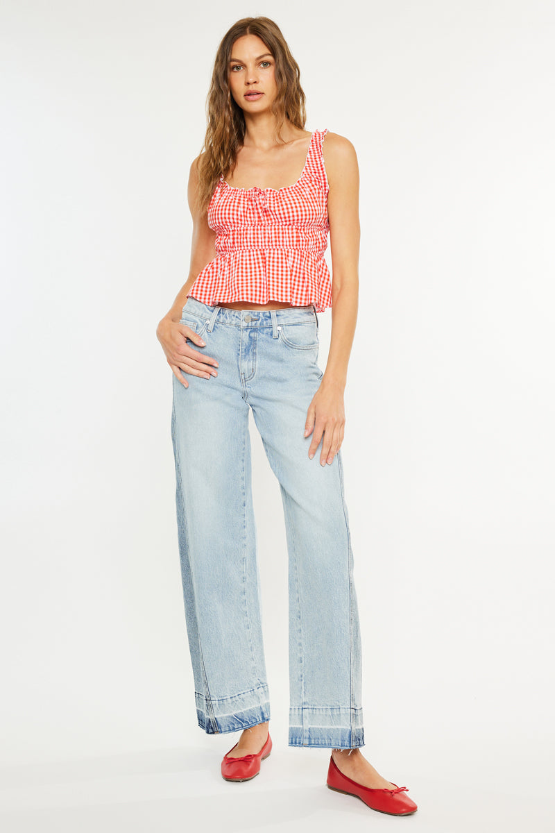 Women's Mid Rise Wide Leg Jeans - Carlise