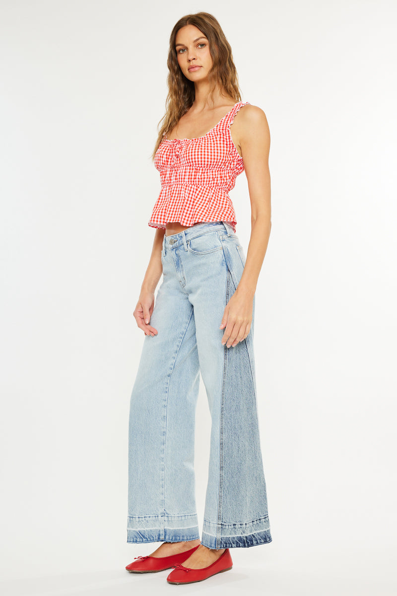 Women's Mid Rise Wide Leg Jeans - Carlise
