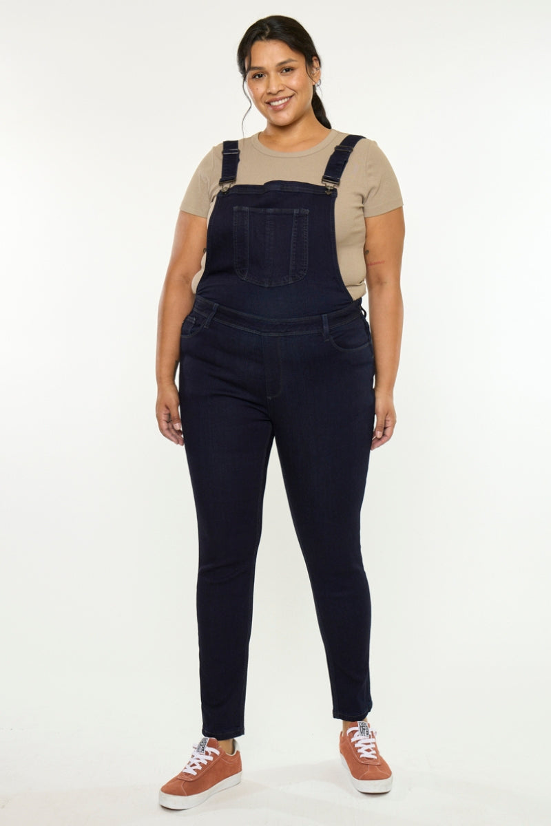 Women's Plus Size High Rise Skinny Denim Overalls - Angelica