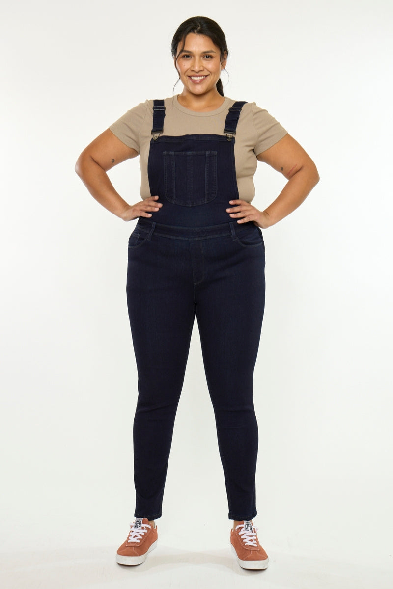 Women's Plus Size High Rise Skinny Denim Overalls - Angelica