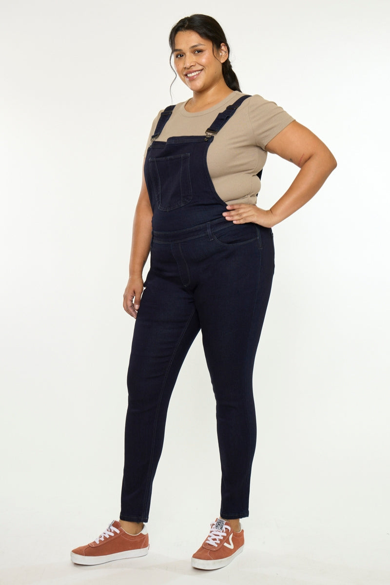 Women's Plus Size High Rise Skinny Denim Overalls - Angelica