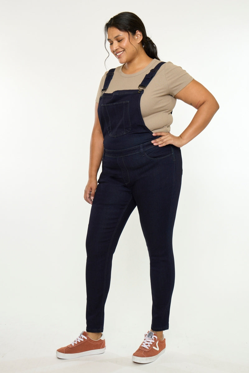 Women's Plus Size High Rise Skinny Denim Overalls - Angelica