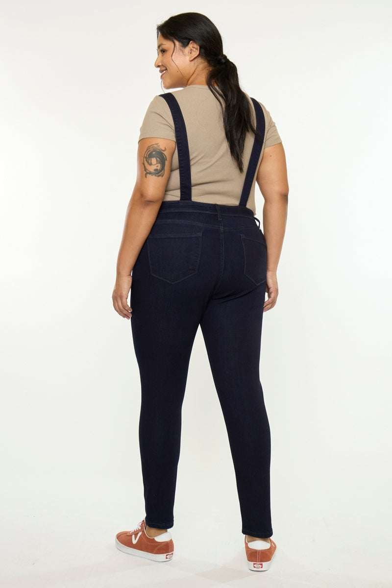 Women's Plus Size High Rise Skinny Denim Overalls - Angelica