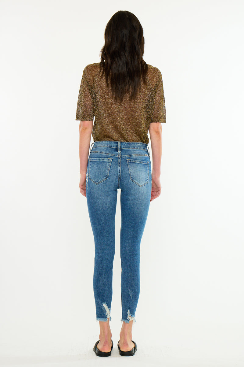 Women's High Rise Ankle Skinny Jeans - Carlita