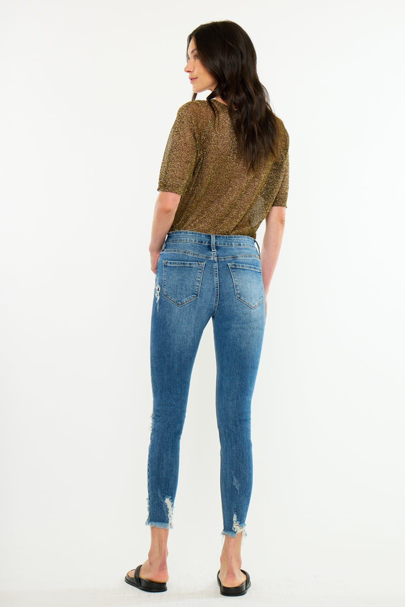 Women's High Rise Ankle Skinny Jeans - Carlita
