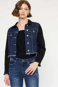 Women's Cropped Two-Tone Denim Jacket - Asteria