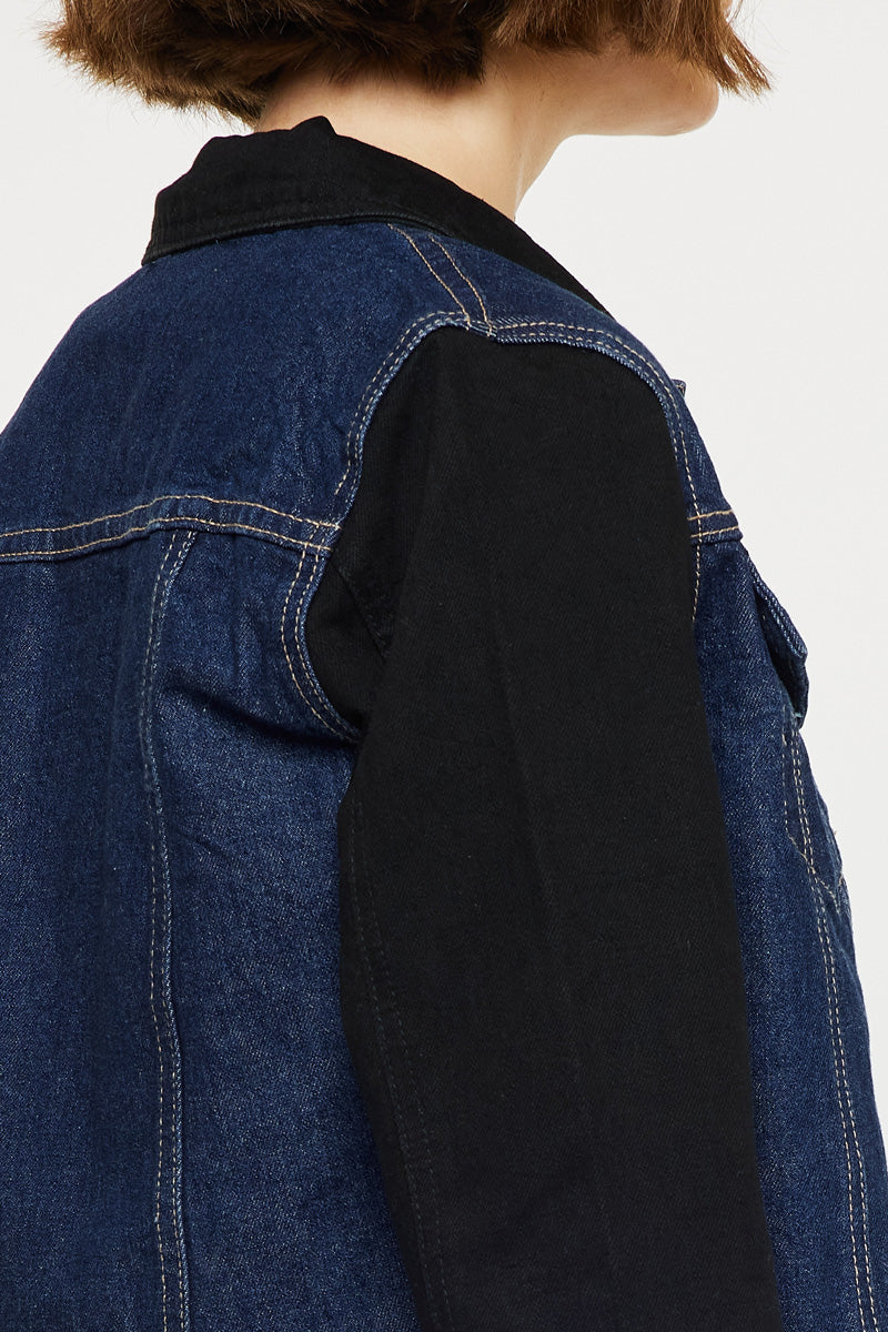 Women's Cropped Two-Tone Denim Jacket - Asteria