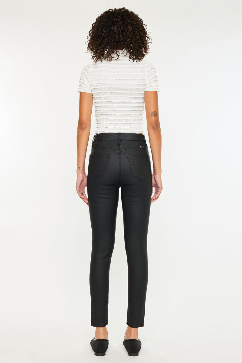 Women's High Rise Faux Leather Ankle Skinny Jeans - Autumn