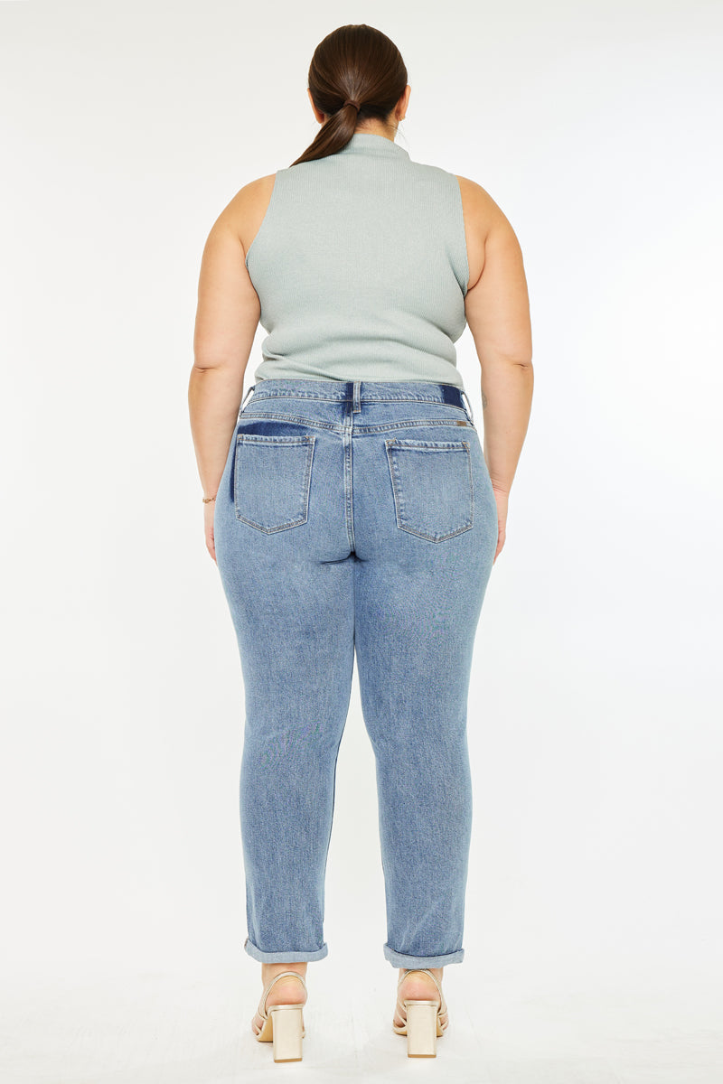 Women's Plus Size Mid Rise Slim Boyfriend Jeans - Carmelita