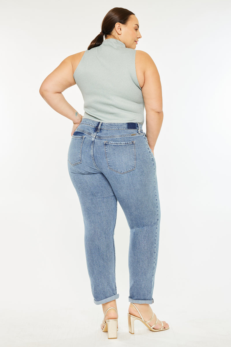 Women's Plus Size Mid Rise Slim Boyfriend Jeans - Carmelita