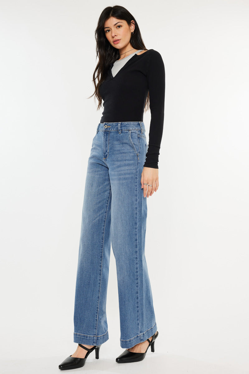 Women's High Rise Wide Leg Jeans - Bertha