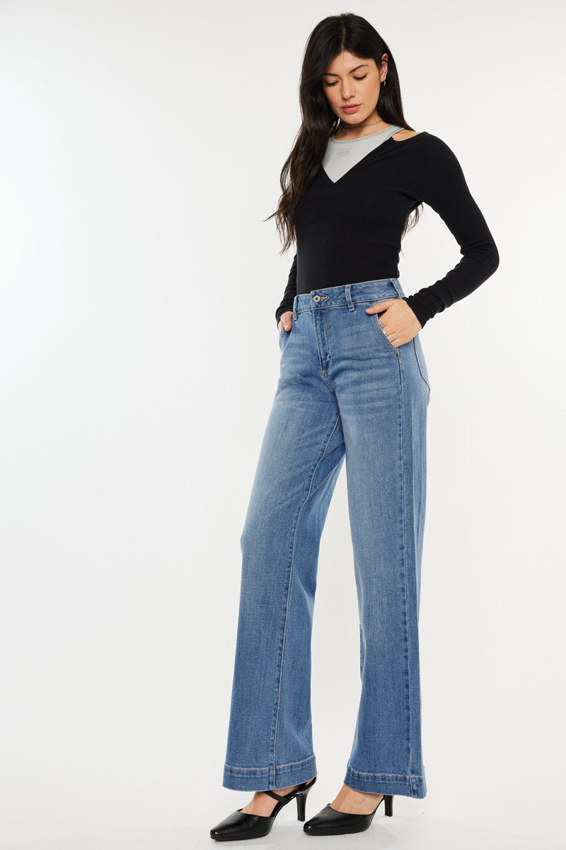 Women's High Rise Wide Leg Jeans - Bertha